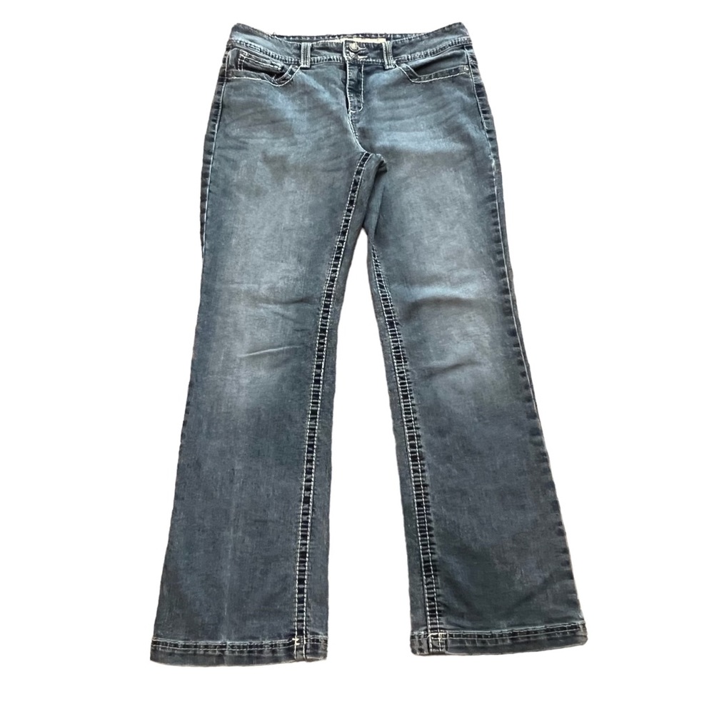 Nine West Vintage America Womens Jeans Mid Rise Bootcut Distressed Size 12